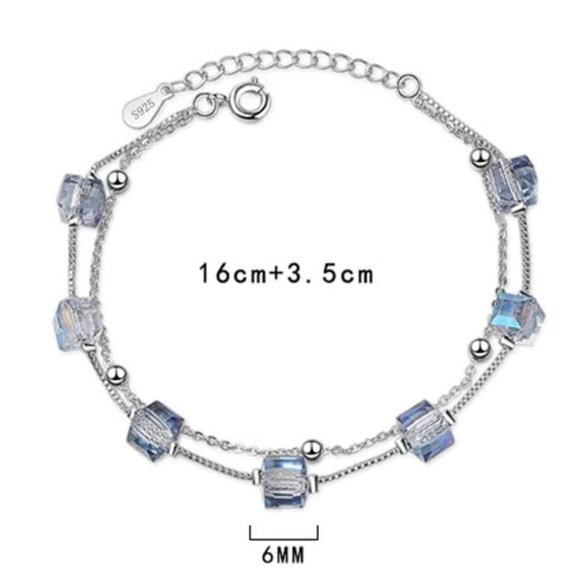 NEW 925 Sterling Silver Crystal Cube Bracelet - Picture 8 of 8